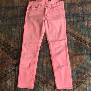 Faded hot pink AG ankle jeans